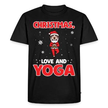 Yogini Yoga Méditation Noël, l’Amour et le Yoga - T-shirt Premium bio Homme - noir - Devant - Nico (187cm)