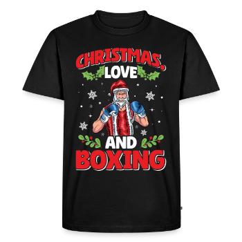 Cadeau de Noël de Noël Boxer Boxer Amour de Noël - T-shirt Premium bio Homme - noir - Devant - Nico (187cm)