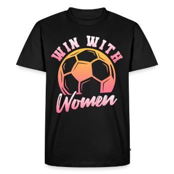 Football féminin, soccer, football féminin. Football féminin - T-shirt Premium bio Homme - noir - Devant - Nico (187cm)