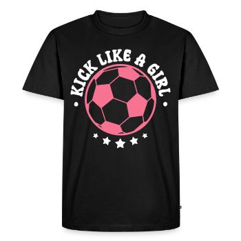 Soccer féminin, Football féminin, Football féminin - T-shirt Premium bio Homme - noir - Devant - Nico (187cm)