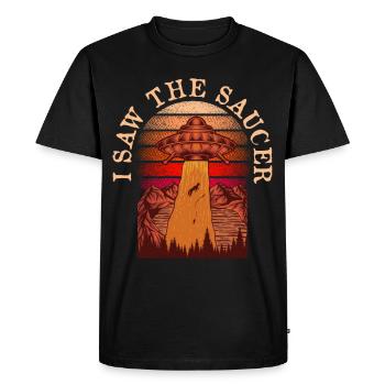 Alien, UFO, UAP, Space, Space Flying Object - Men's Premium Organic T-Shirt - black - Front - Nico (187cm)