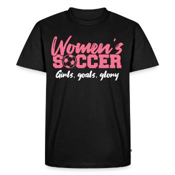 Soccer féminin, Football féminin, Football féminin - T-shirt Premium bio Homme - noir - Devant - Nico (187cm)