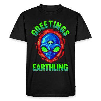 Alien, UFO, UAP, Space, Space Flying Object - Men's Premium Organic T-Shirt - black - Front - Nico (187cm)