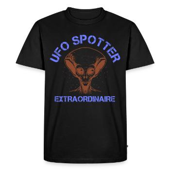Alien, UFO, UAP, Space, Space Flying Object - Men's Premium Organic T-Shirt - black - Front - Nico (187cm)