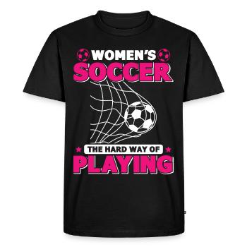 Soccer féminin, Football féminin, Football féminin - T-shirt Premium bio Homme - noir - Devant - Nico (187cm)