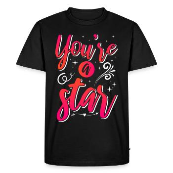 Be you! Self-confidence, positive thinking, motivation - Men's Premium Organic T-Shirt - black - Front - Nico (187cm)