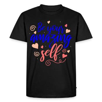 Be you! Self-confidence, positive thinking, motivation - Men's Premium Organic T-Shirt - black - Front - Nico (187cm)