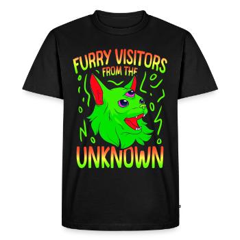 Cat Alien, UFO, UAP, Space, Space Flying Object - Men's Premium Organic T-Shirt - black - Front - Nico (187cm)