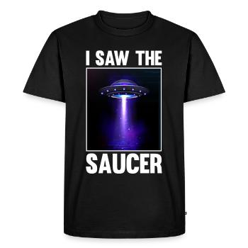 Alien, UFO, UAP, Space, Space Flying Object - Men's Premium Organic T-Shirt - black - Front - Nico (187cm)