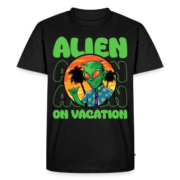 Alien, UFO, UAP, Space, Space Flying Object - Men's Premium Organic T-Shirt - black - Front - Nico (187cm)