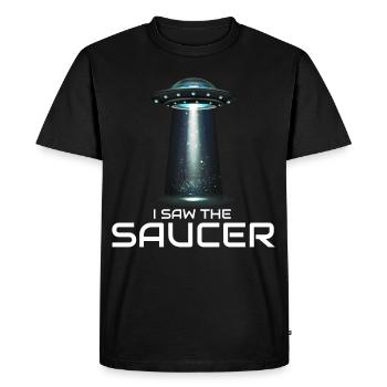 Alien, UFO, UAP, Space, Space Flying Object - Men's Premium Organic T-Shirt - black - Front - Nico (187cm)