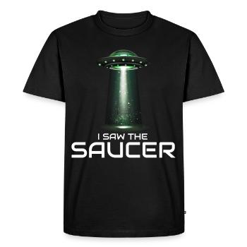Alien, UFO, UAP, Space, Space Flying Object - Men's Premium Organic T-Shirt - black - Front - Nico (187cm)