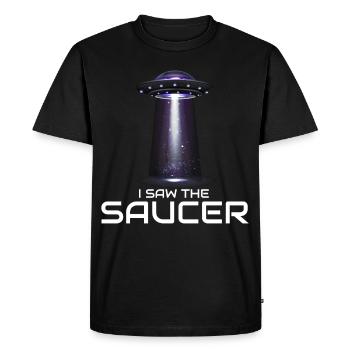 Alien, UFO, UAP, Space, Space Flying Object - Men's Premium Organic T-Shirt - black - Front - Nico (187cm)