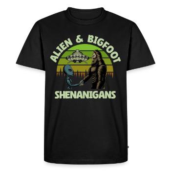 Alien, UFO, UAP, Space, Space Flying Object - Men's Premium Organic T-Shirt - black - Front - Nico (187cm)