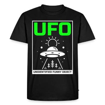 Alien, UFO, UAP, Space, Space Flying Object - Men's Premium Organic T-Shirt - black - Front - Nico (187cm)