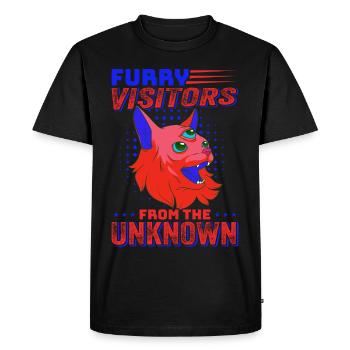 Cat Alien, UFO, UAP, Space, Space Flying Object - Men's Premium Organic T-Shirt - black - Front - Nico (187cm)