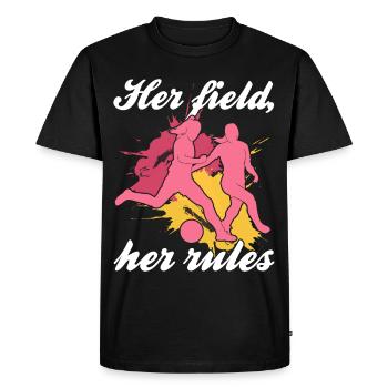 Soccer féminin, Football féminin, Football féminin - T-shirt Premium bio Homme - noir - Devant - Nico (187cm)