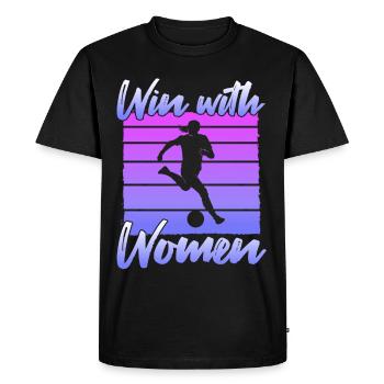 Soccer féminin, Football féminin, Football féminin - T-shirt Premium bio Homme - noir - Devant - Nico (187cm)