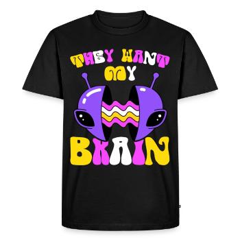 Alien, UFO, UAP, Space, Space Flying Object - Men's Premium Organic T-Shirt - black - Front - Nico (187cm)