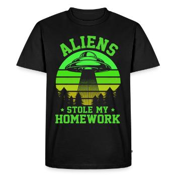 Retour À l’École, Retour À L’École, Alien, Étudiant École - T-shirt Premium bio Homme - noir - Devant - Nico (187cm)