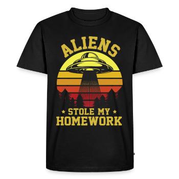 Retour À l’École, Retour À L’École, Alien, Étudiant École - T-shirt Premium bio Homme - noir - Devant - Nico (187cm)