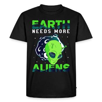 Alien, UFO, UAP, Space, Space Flying Object - Men's Premium Organic T-Shirt - black - Front - Nico (187cm)