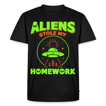 Retour À l’École, Retour À L’École, Alien, Étudiant École - T-shirt Premium bio Homme - noir - Devant - Nico (187cm)