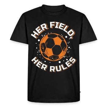 Soccer féminin, Football féminin, Football féminin - T-shirt Premium bio Homme - noir - Devant - Nico (187cm)
