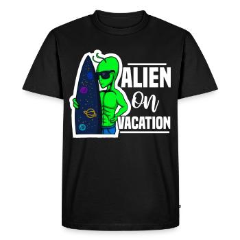 Alien, UFO, UAP, Space, Space Flying Object - Men's Premium Organic T-Shirt - black - Front - Nico (187cm)