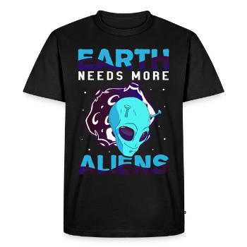 Alien, UFO, UAP, Space, Space Flying Object - Men's Premium Organic T-Shirt - black - Front - Nico (187cm)
