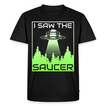 Alien, UFO, UAP, Space, Space Flying Object - Men's Premium Organic T-Shirt - black - Front - Nico (187cm)