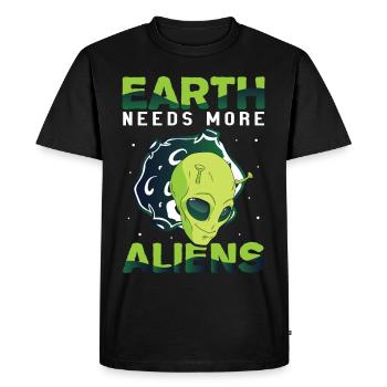 Alien, UFO, UAP, Space, Space Flying Object - Men's Premium Organic T-Shirt - black - Front - Nico (187cm)