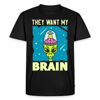 Alien, UFO, UAP, Space, Space Flying Object - Men's Premium Organic T-Shirt - black - Front - Nico (187cm)