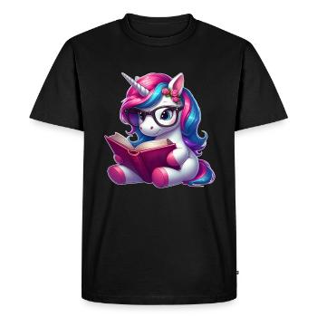 Unicorn Reading Birthday Unicorn - Men's Premium Organic T-Shirt - black - Front - Nico (187cm)