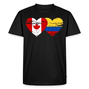 Coeur du drapeau de la Colombie du Canada utilisé - T-shirt Premium bio Homme - noir - Devant - Nico (187cm)