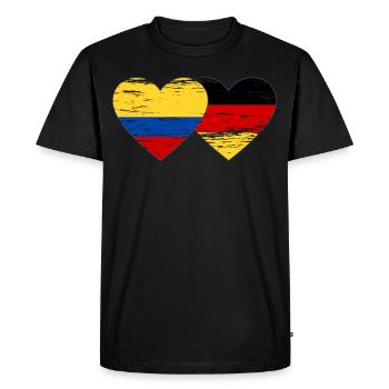 Colombie Allemagne Drapeau Coeur Utilisé - T-shirt Premium bio Homme - noir - Devant - Nico (187cm)