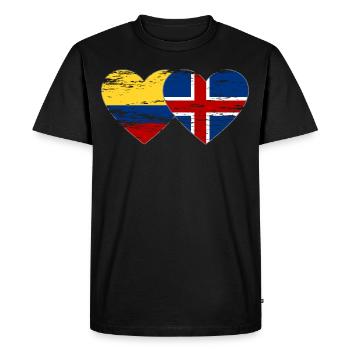 Colombie Islande drapeau coeur utilisé - T-shirt Premium bio Homme - noir - Devant - Nico (187cm)