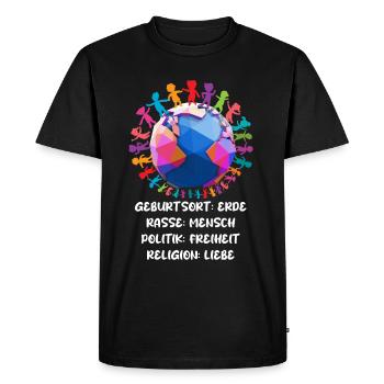 contre le racisme, contre la droite, contre les nazis, l’amour - T-shirt Premium bio Homme - noir - Devant - Nico (187cm)