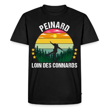 Peinard loin des connards humour randonneur cadeau - T-shirt Premium bio Homme - noir - Devant - Nico (187cm)