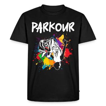Parkour, Freerunning, Street Workout, Acrobatique - T-shirt Premium bio Homme - noir - Devant - Nico (187cm)