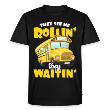 drôle de chauffeur de bus scolaire chauffeur de bus scolaire disant cadeau - T-shirt Premium bio Homme - noir - Devant - Nico (187cm)
