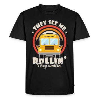 drôle de chauffeur de bus scolaire chauffeur de bus scolaire disant cadeau - T-shirt Premium bio Homme - noir - Devant - Nico (187cm)