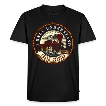 Modéliste, Modélisme ferroviaire, Modèle réduit de locomotive - T-shirt Premium bio Homme - noir - Devant - Nico (187cm)