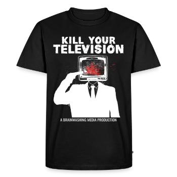 Brainwashing Kill your TV Fake News Portest - Men's Premium Organic T-Shirt - black - Front - Nico (187cm)