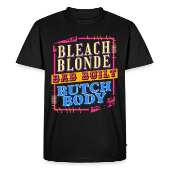 Retro design: beach blonde, poorly built – - Men's Premium Organic T-Shirt - black - Front - Nico (187cm)