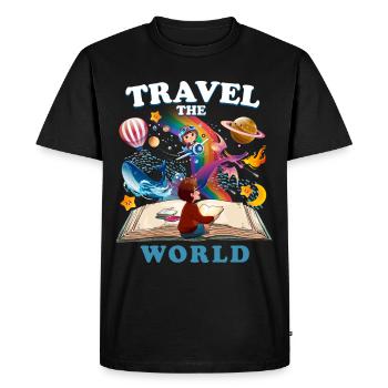 Travel The World Outfit World Travel Wanderlust Travel - Men's Premium Organic T-Shirt - black - Front - Nico (187cm)