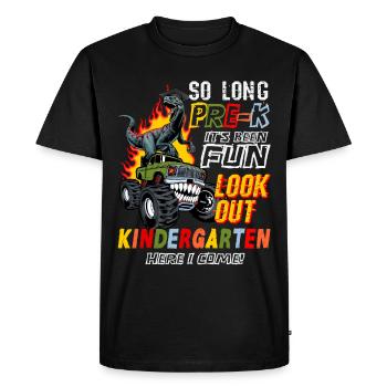 Nursery Gift Dinosaur Dino Skateboard - Men's Premium Organic T-Shirt - black - Front - Nico (187cm)