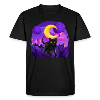 Galactic Cat Vintage Chat rétro Élégance intemporelle - T-shirt Premium bio Homme - noir - Devant - Nico (187cm)