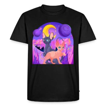 Galactic Cat Vintage Chat rétro Élégance intemporelle - T-shirt Premium bio Homme - noir - Devant - Nico (187cm)