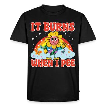 Funny saying "It Burns when I Pee"! Sarcastic - Men's Premium Organic T-Shirt - black - Front - Nico (187cm)